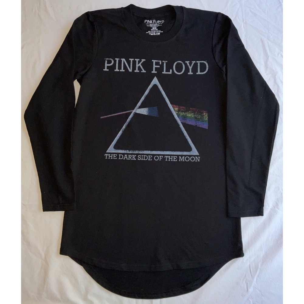 NWOT Women's Pink Floyd Dark Side Moon‎ Long Sleeve Pajama Night Shirt Black - M